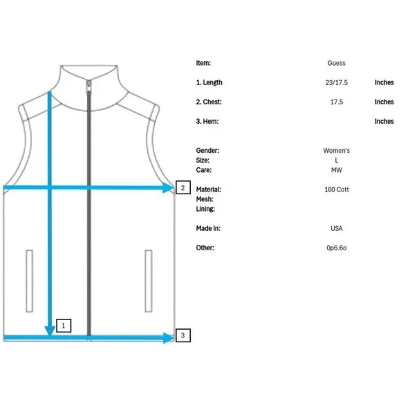 Vintage Guess Point Bottom Vest Juniors L Cream White Eyelet Tie in Back Retro - Picture 11 of 11